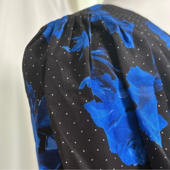 The Kooples Silk Wrap Dress NWT | Size small | Black & Blue Floral - Picture 8 of 14